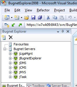 Übersicht Bugnet Explorer Projekte in VisualStudio 2008