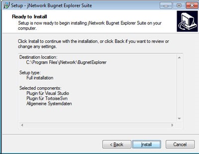 Setup Screen Bugnet Explorer Installation