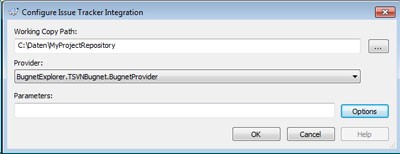 Konfigurationsdialog für Bugnet Explorer Suite aus TortoiseSVN