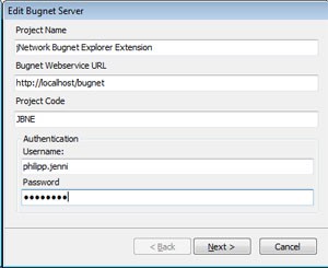 Angaben zum Bugnet Server für Verbindung