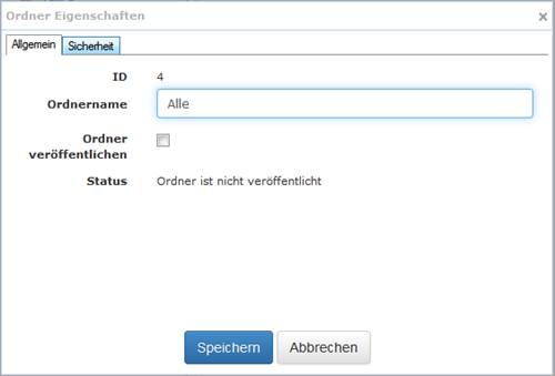 Detail Dialog für Ordner