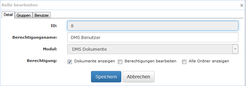 Mögliche Berechtigungen für Rollen