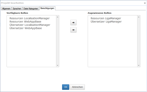 Zuweisung der Projektberechtigungen