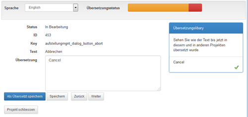 Übersetzungsdialog der Resourcen