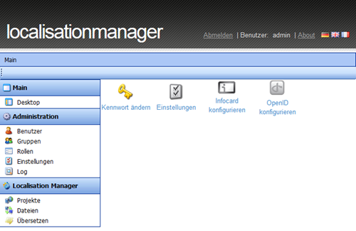 LocalisationManager Applikationsfenster