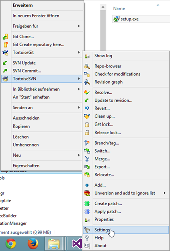 Open Dialogue settings of TortoiseSVN