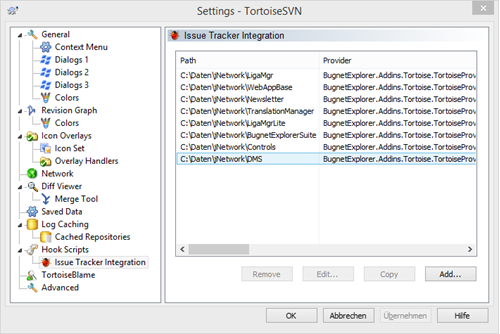 Switch to the options "Issue Tracking Integration"