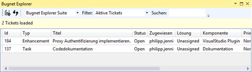 Ticket view in Visual Studio