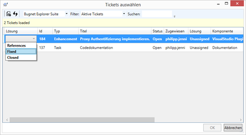 Define the status of the ticket for the relevant tickets